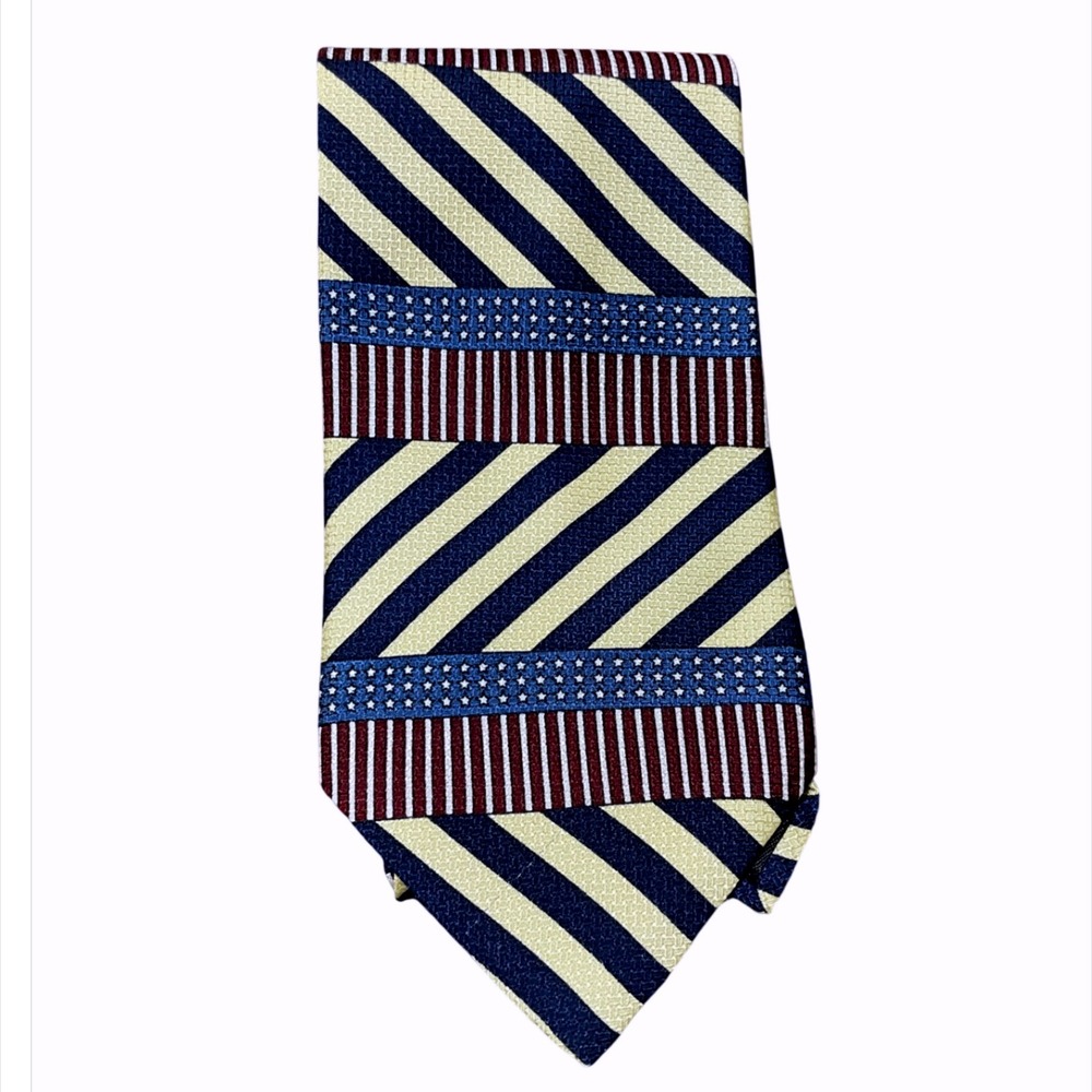 J.S.A. Bank Executive Collection Extra Long Silk Necktie Patriotic Silk USA‎